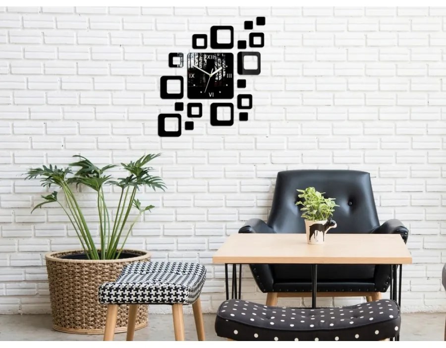 Zegar na ścianę nowoczesny naklejany ozdobne elementy cichy mechanizm loft