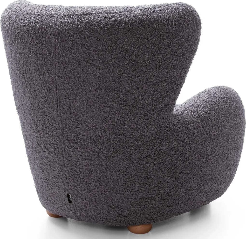 Czarny fotel boucle typu uszak C1-L25