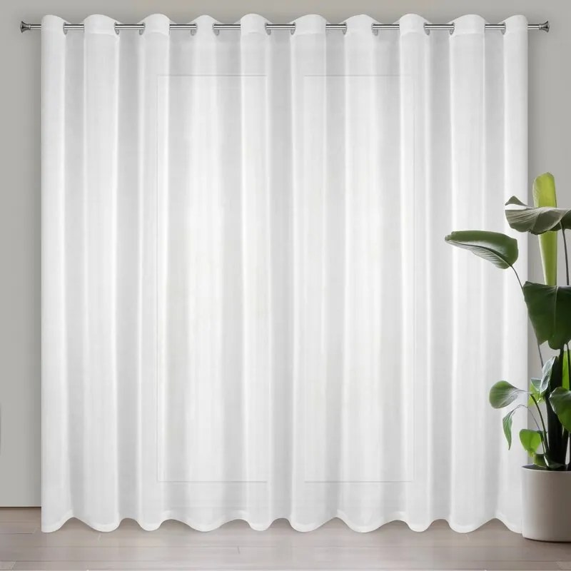 Firana woalowa biała na przelotkach elegancka uniwersalna 200x250 cm