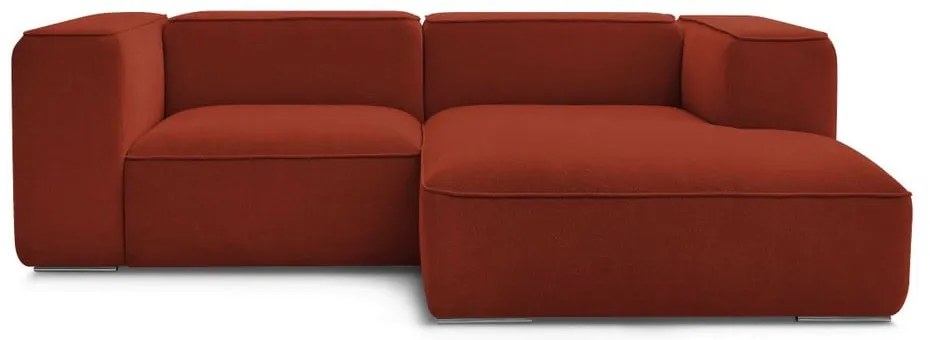 Ceglasty narożnik z materiału bouclé (prawostronny) Zephyr – Bobochic Paris