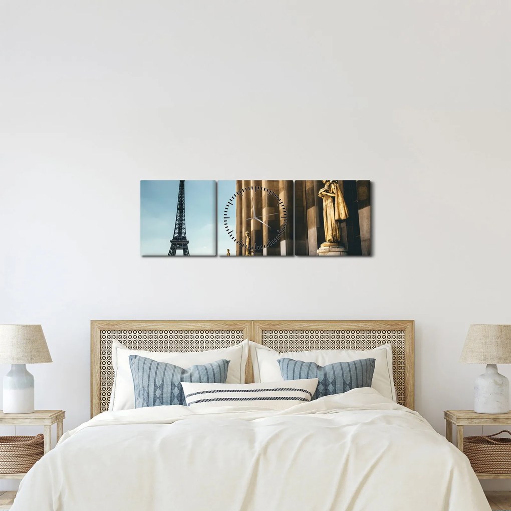 Obraz z placu Trocadero, Paryż (z zegarem) (90x30 cm)