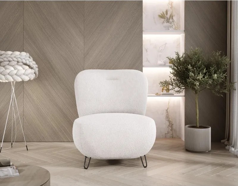 Fotel LUIS skandynawski wolnostojący na metalowych nogach w tkaninie ANTHOLOGY 01