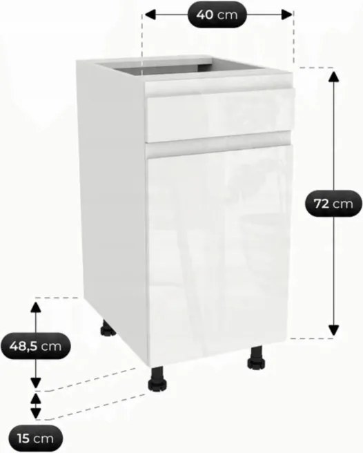 Zestaw Mebli Kuchennych MODERN 170 cm Dąb Artisan/Biały Połysk Ryflowany Nowoczesny