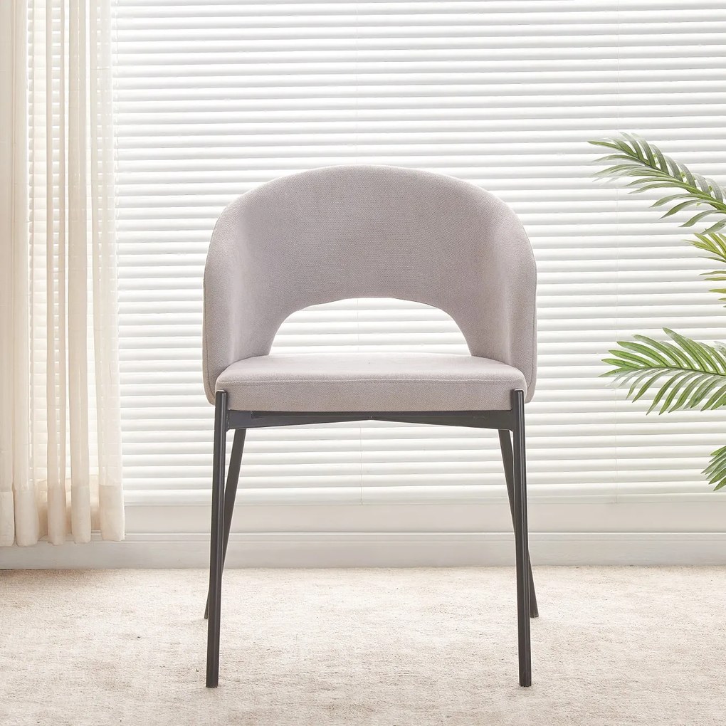 ATENA Krzesło do Jadalni Szare z Oparciem, Czarne Nogi