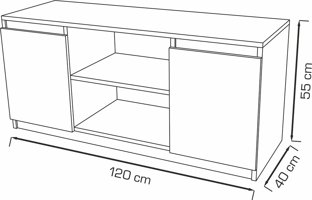 Szafka RTV stojąca MERAVIGLIA 120 cm do Salonu pod Telewizor - Dąb sonoma