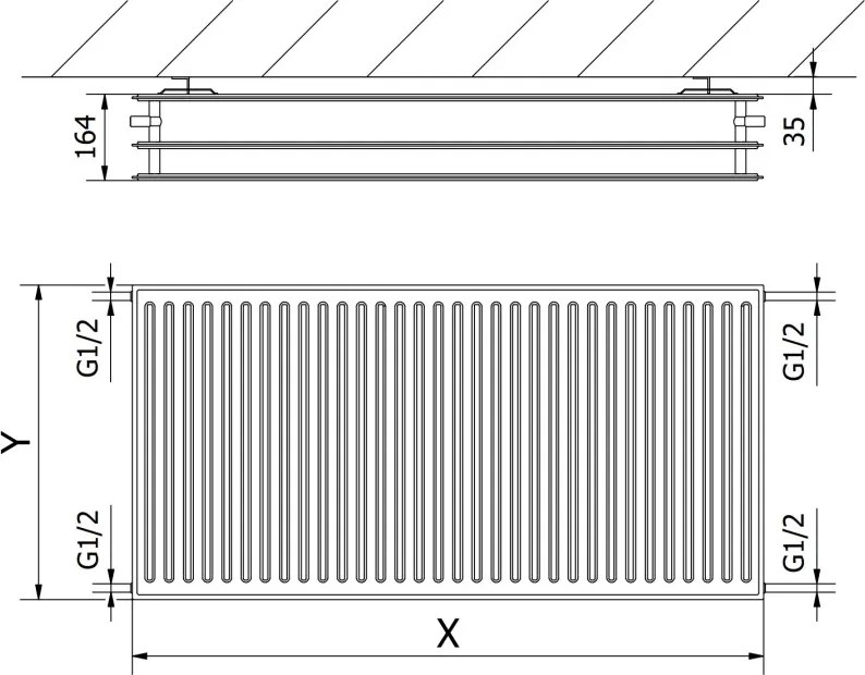 Mexen CH30 Hygiene grzejnik płytowy 500 x 600 mm, podłączenie boczne, 778 W, czarny - W430H-050-060-70