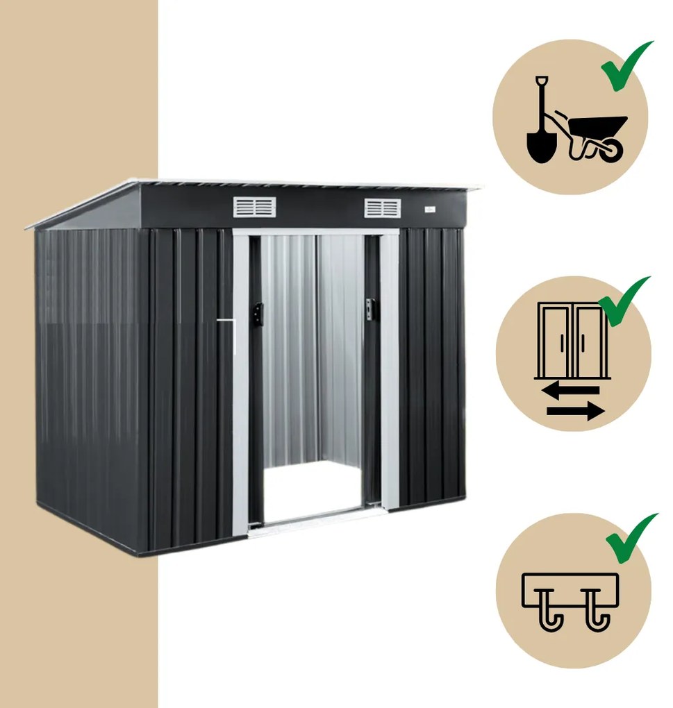 Domek narzędziowy L do ogrodu antracytowy Jurhan