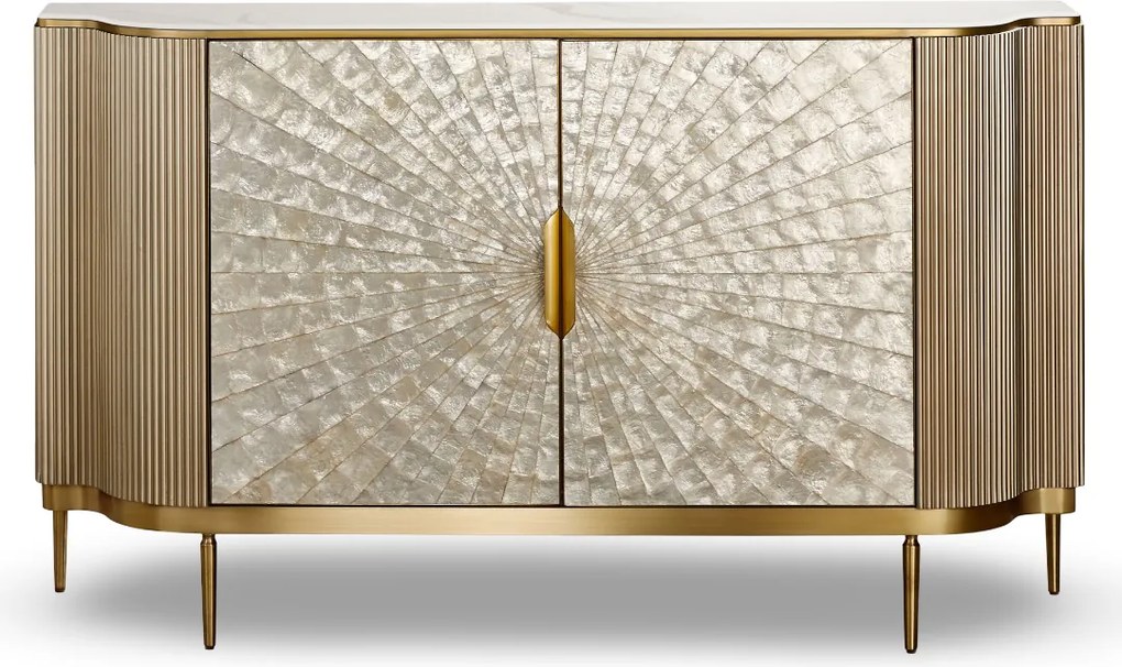 Dwudrzwiowa komoda glamour Stilig ST906 w kolorze szampańskiego złota