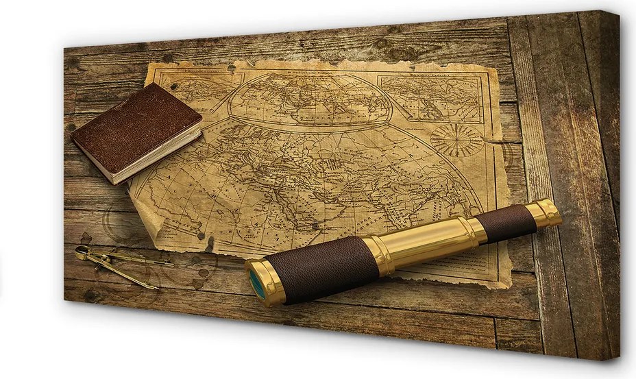 Obraz na płótnie Stara Mapa i Zeszyt