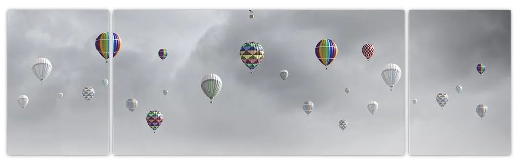Obraz - Balony nad ceglaną ścianą (170x50 cm)