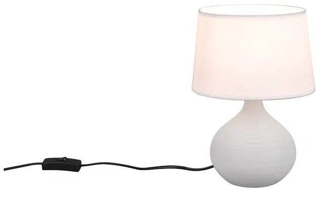 Biało-brązowa lampa stołowa z ceramiki i tkaniny Trio Martin, wys. 29 cm