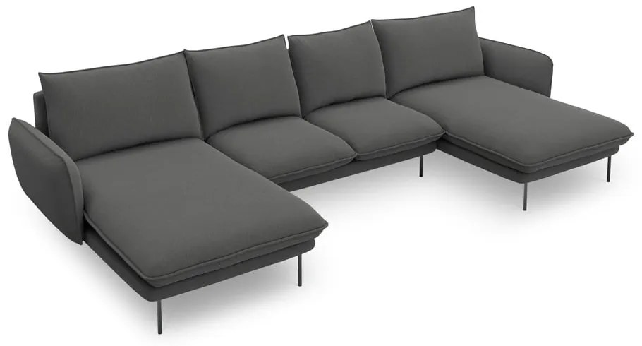 Ciemnoszara sofa w kształcie litery U Cosmopolitan Design Vienna