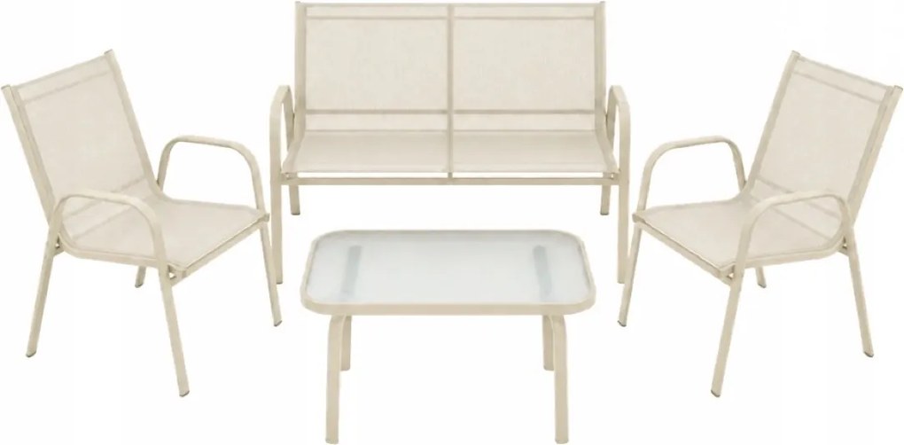 Zestaw mebli ogrodowych Boston 025 - sofa 2-osobowa, 2 fotele, stolik, kolor beżowy
