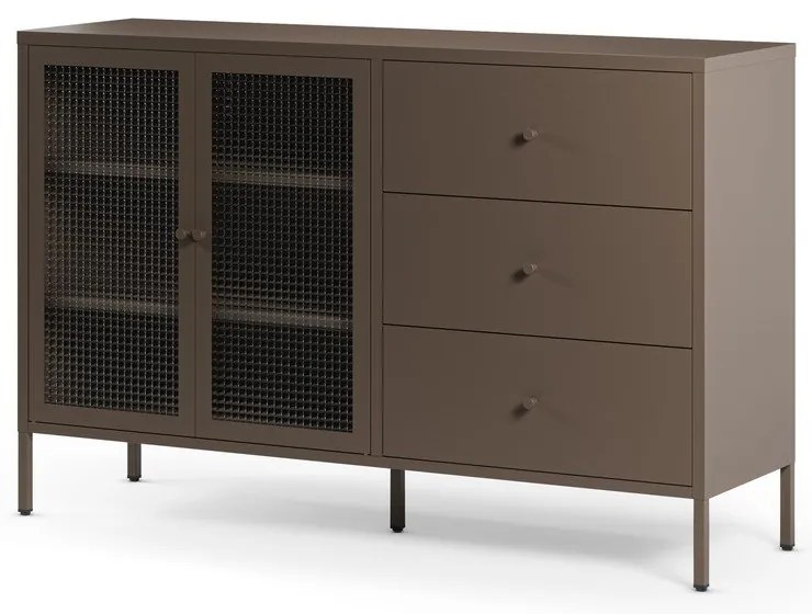 Szara metalowa witryna 140x90x40 cm Layna – Marckeric