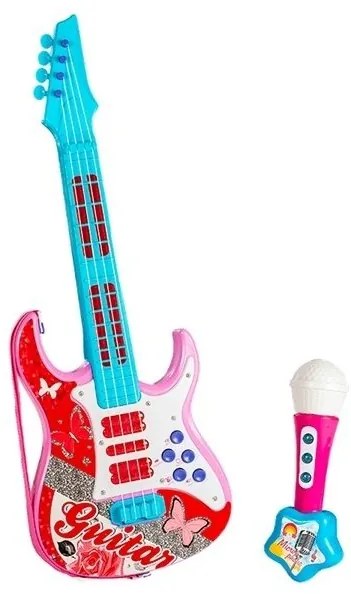 Gitara elektryczna z mikrofonem struny zabawka róż