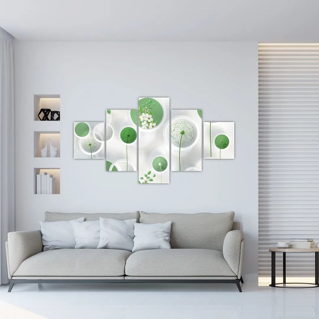 Obraz - Kwiaty w kółkach (125x70 cm)