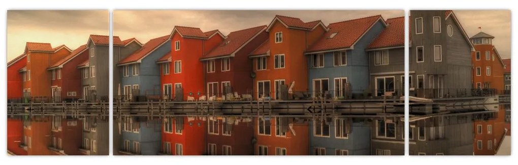 Obraz kolorowych domów (170x50 cm)