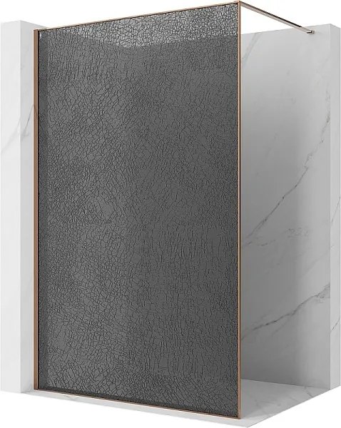 Mexen Kioto ścianka prysznicowa Walk-in 110 x 200 cm, crackle grafit 12 mm, różowe złoto - 800-110-101-60-44-X