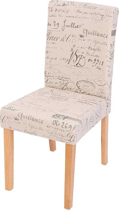 Krzesło do jadalni z napisem Littau,  kremowy napis, jasne nogi