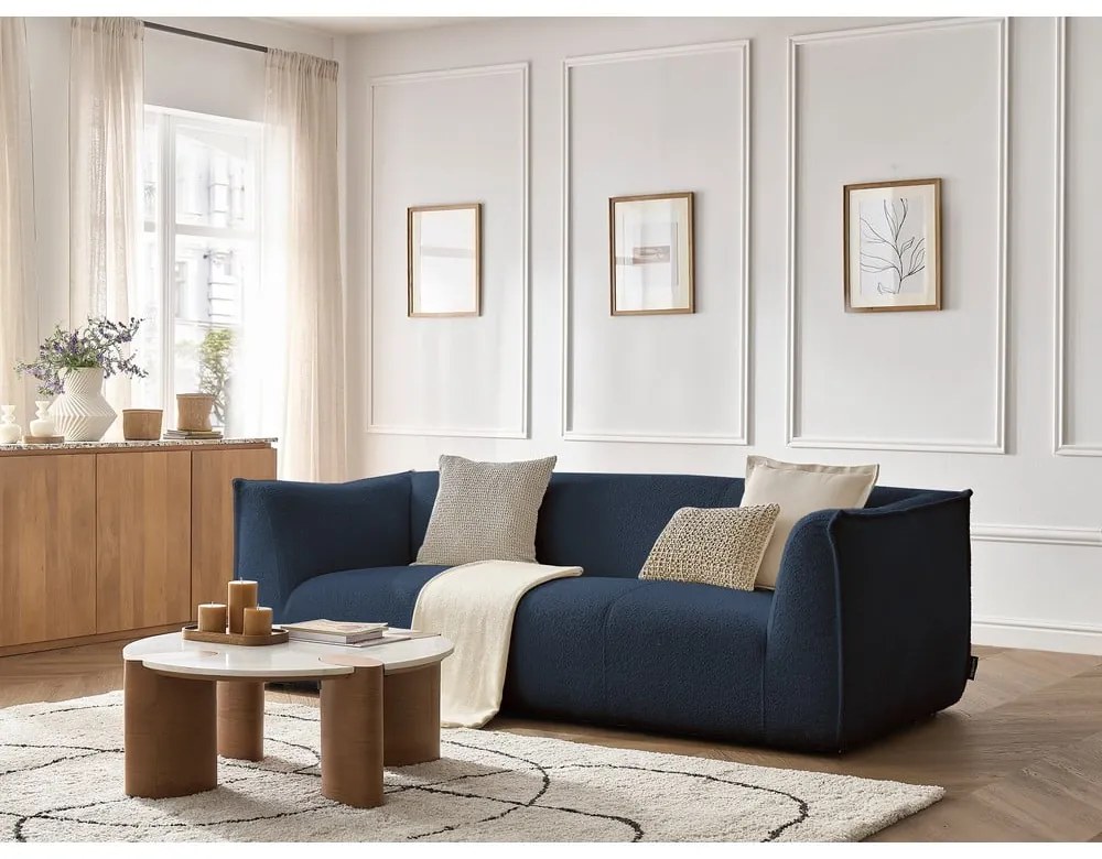 Ciemnoniebieska sofa z materiału bouclé 242 cm Giorgia – Bobochic Paris