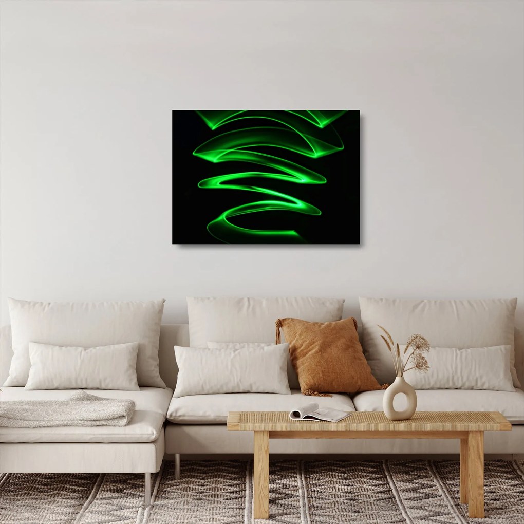 Obraz na szkle - neonowe fale (70x50 cm)