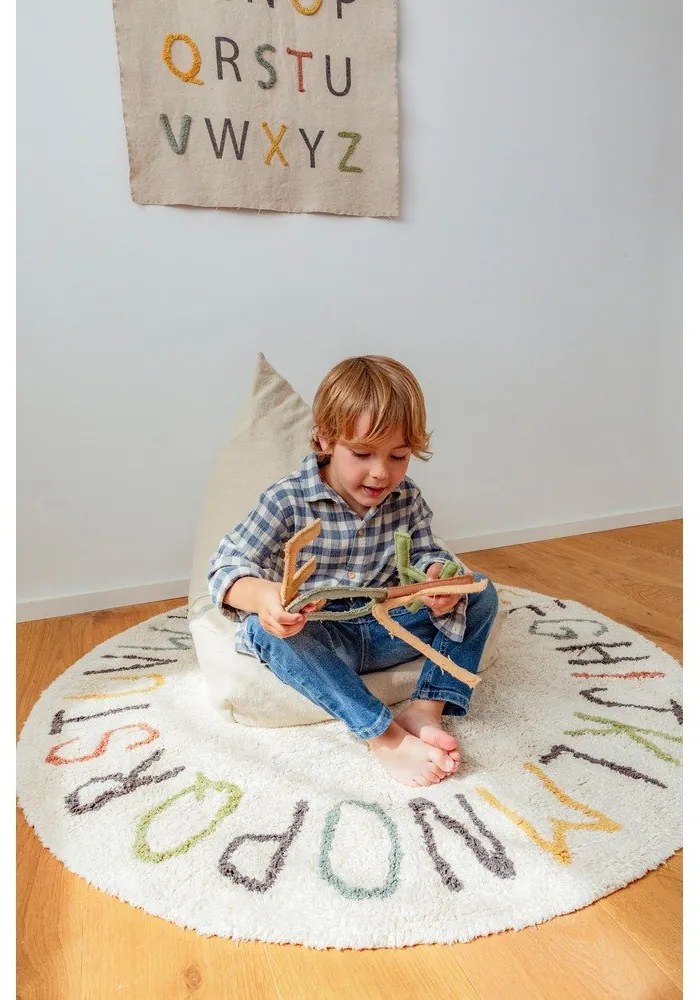 Kremowy bawełniany dziecięcy dywan do zabawy ø120 cm ABC Color and Letters – Lorena Canals