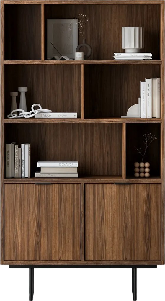 Regał loft na nóżkach z szafką orzech warmia N3-B15