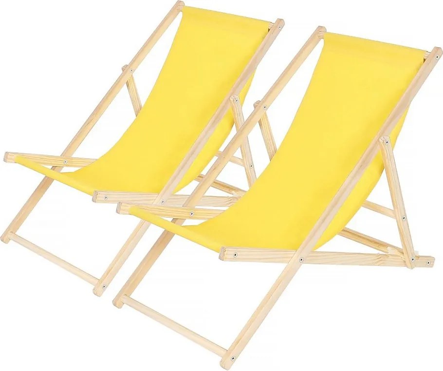 Zestaw 2 leżaków drewnianych "Chillienne" - Żółty
