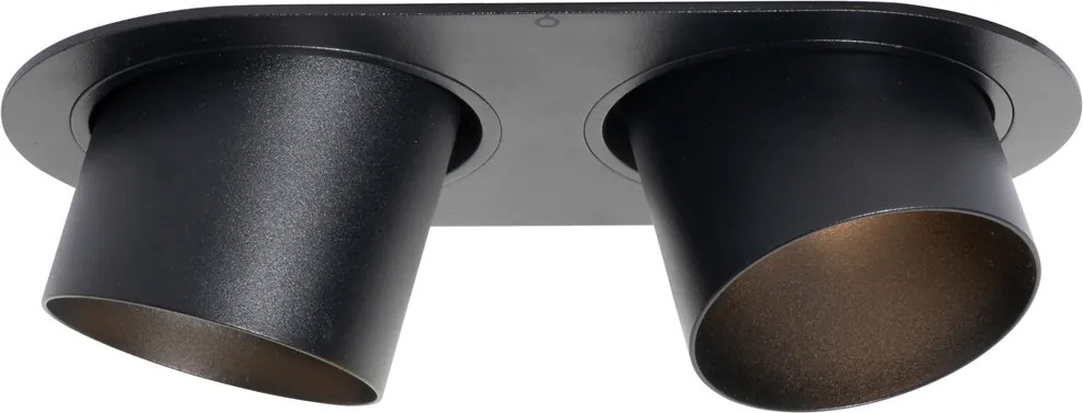 Zestaw 6 reflektorów wpuszczanych czarnych GU10 70mm z regulacją nachylenia 2-źródła światła - Installa