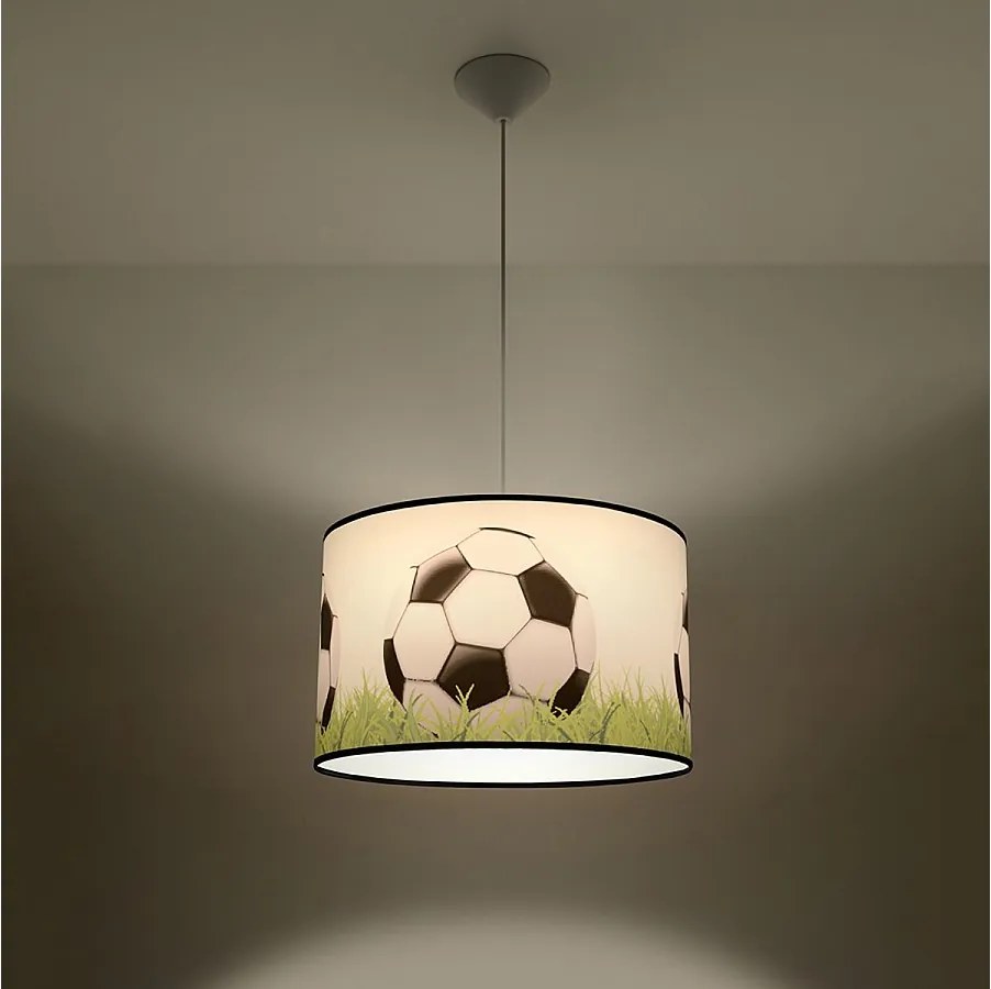 Lampy wiszące nowoczesny Calcio c, PVC - 1 źródło światła 3000K - L.40 x H.82 cm - biały/czarny/zielony