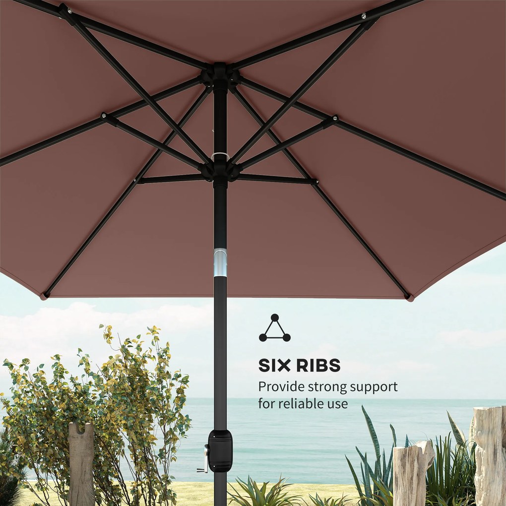 Outsunny Parasol ogrodowy 300 x 200 cm z regulacją nachylenia, korbą i osłoną UV, brązowy | Aosom PL