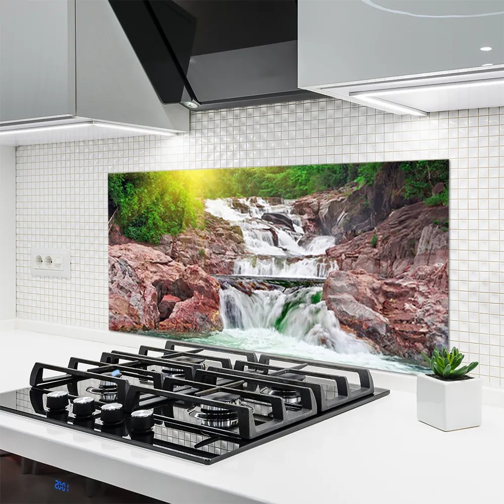 Szkło do Kuchni na Ścianę Potęga Naturalnego Wodospadu