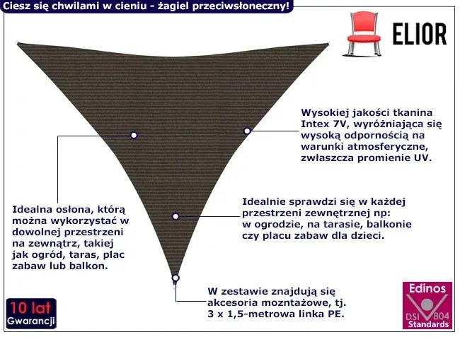 Brązowy żagiel do ogrodu - Satus