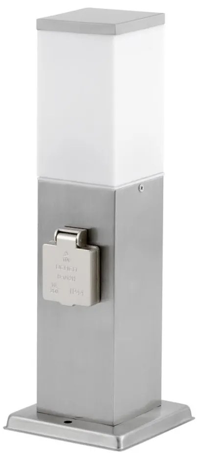 Lampa zewnętrzna z dwoma gniazdkami SCHUKO 1xE27/20W/230V matowy chrom IP44