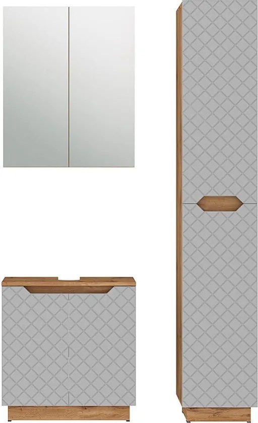 Zestaw mebli łazienkowych dąb/szary ze strukturą płytek 59.8x32x62.1 lotta