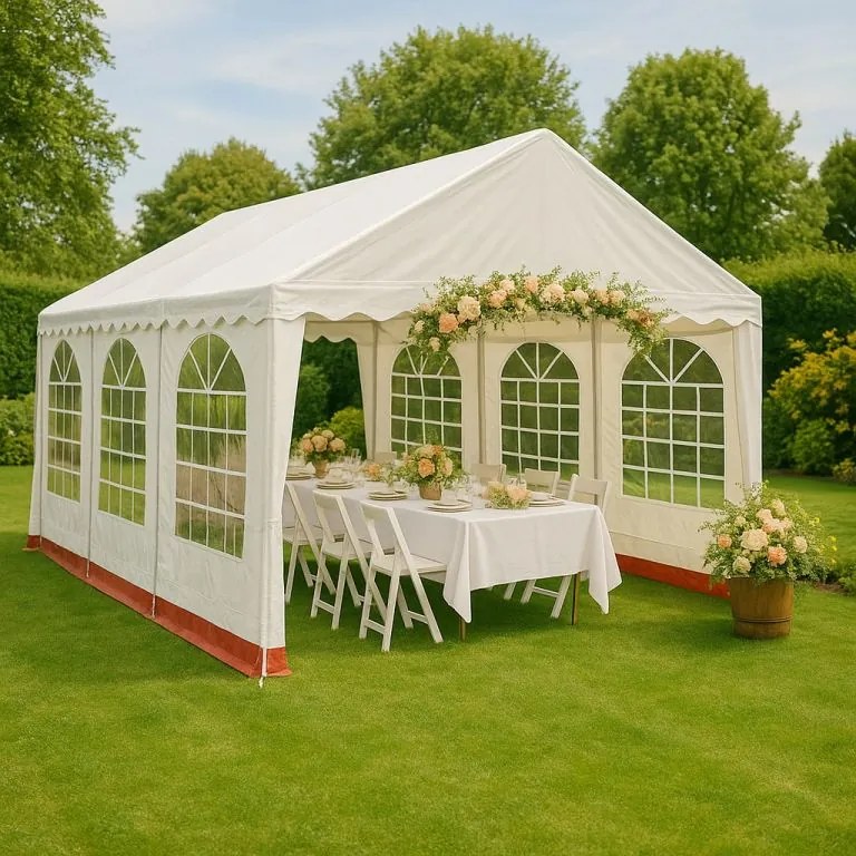 Namiot ogrodowy imprezowy 6×4 m, biały, PVC 400 g/m²