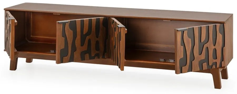 Brązowa szafka pod TV z litego drewna mango 180x50x40 cm Kantu – MOME