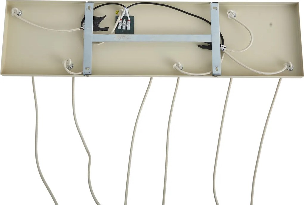 Skandynawska lampa wisząca beżowa z białym szkłem 6-punktowa - Wisp