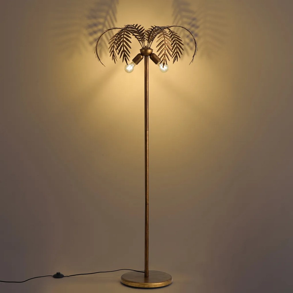 Lampa podłogowa w stylu vintage, złota, 156 cm, 2 punkty świetlne - Botanica
