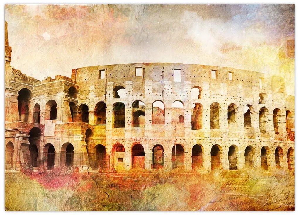 Obraz na szkle - Malarstwo cyfrowe, Koloseum, Rzym, Włochy (70x50 cm)