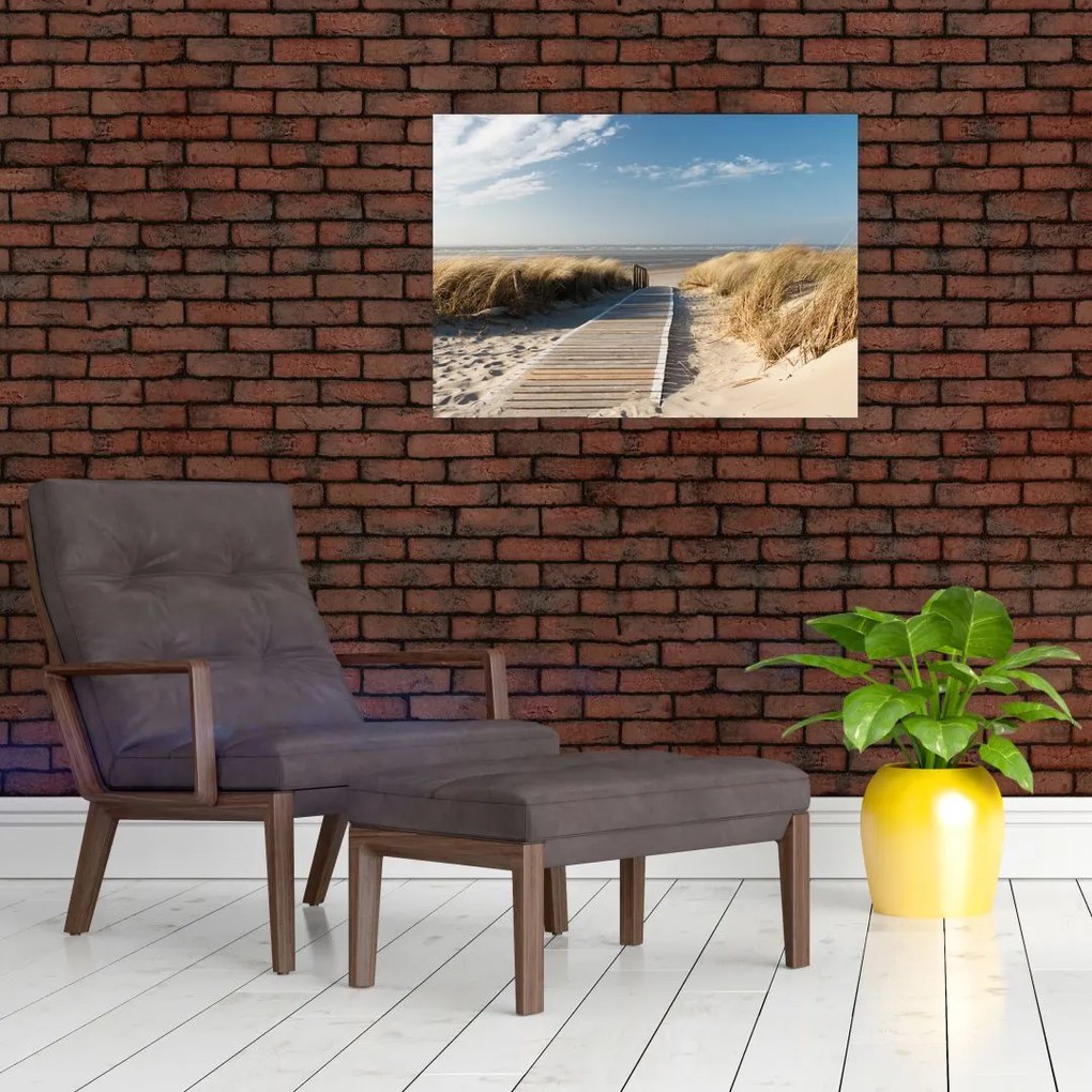 Obraz - Piaszczysta plaża na wyspie Langeoog, Niemcy (70x50 cm)