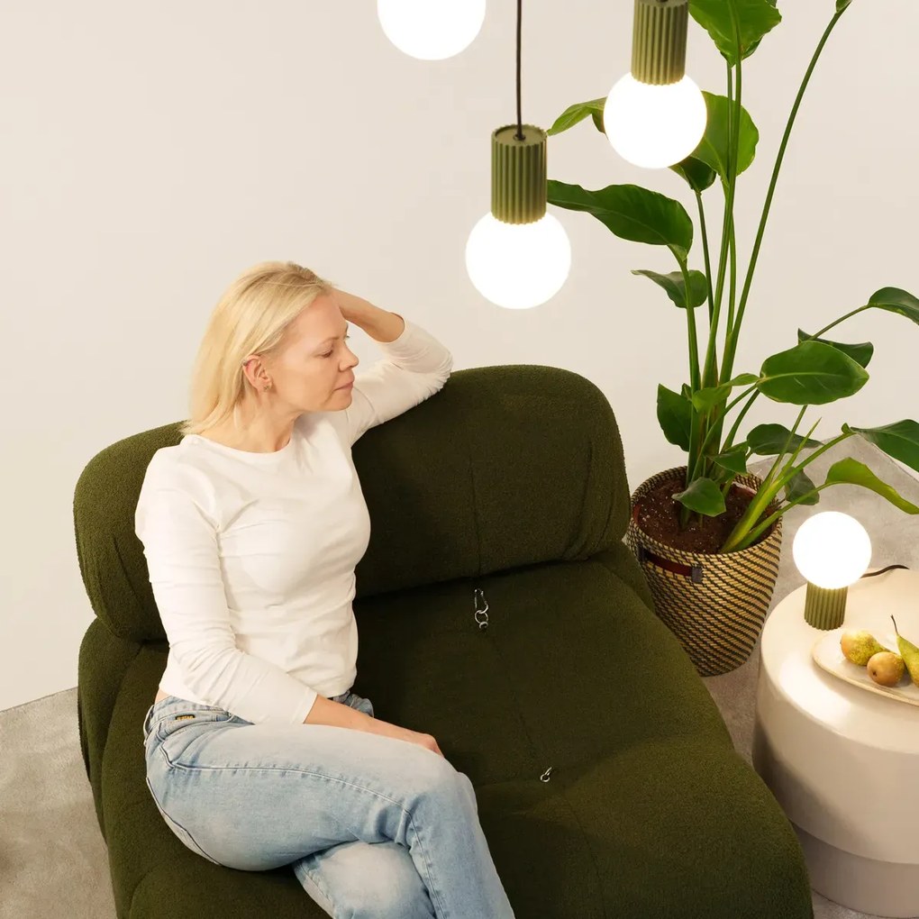 Lampa biurkowa HALO zielona oliwka ryflowana SOLLUX  LIGHTING