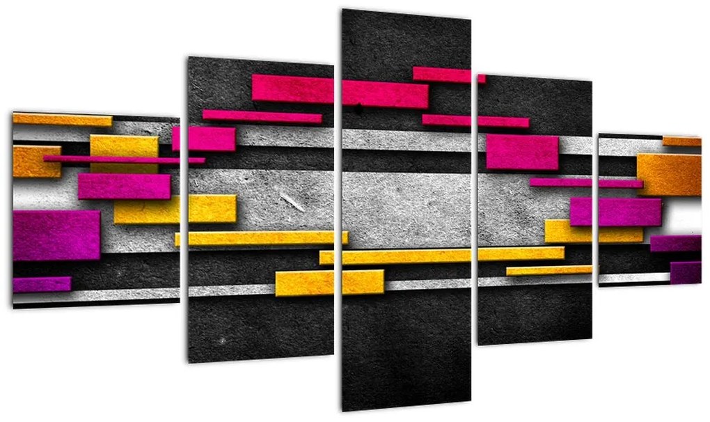 Obraz kolorowej abstrakcji na czarnym tle (125x70 cm)