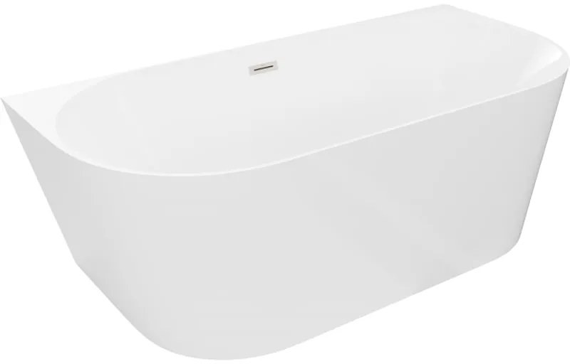 Mexen Oval Slim wanna wolnostojąca przyścienna 170 x 80 cm, biała, przelew nikiel szczotkowany - 52661708000-97