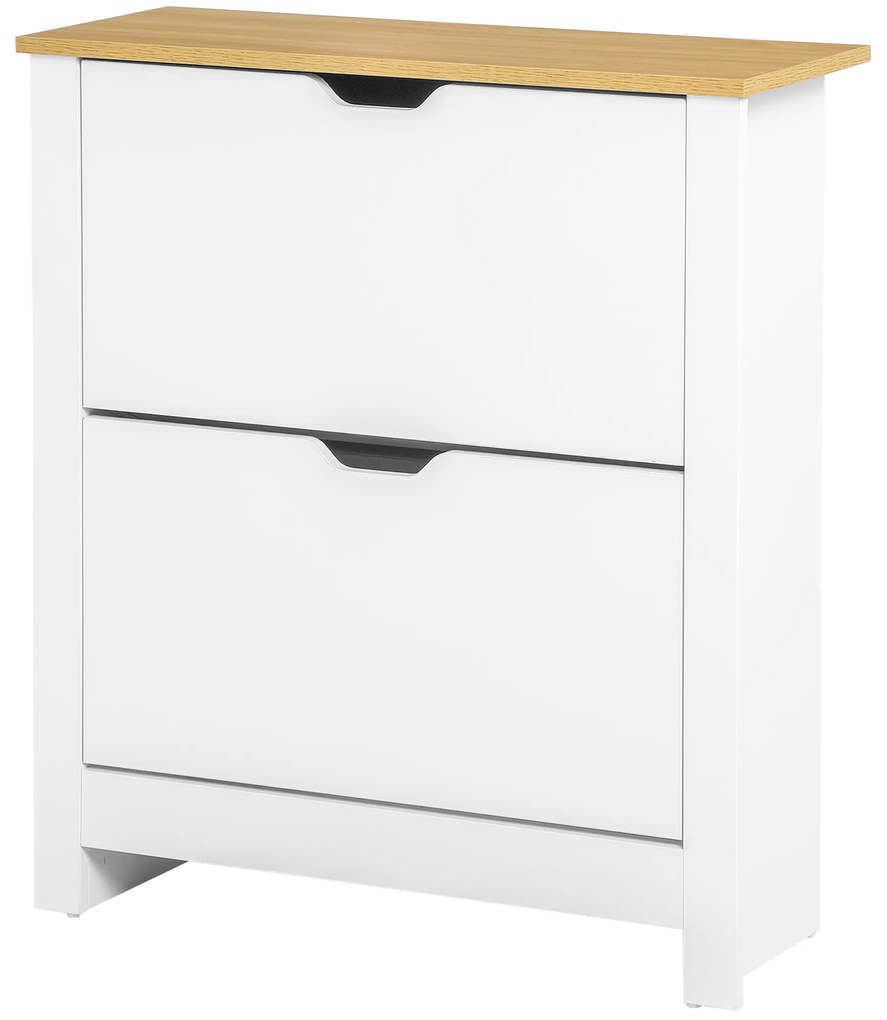 HOMCOM Szafkowy regał na buty, 2 komory, 12 par butów, 72 cm x 26 cm x 80 cm, Biały + Brąz