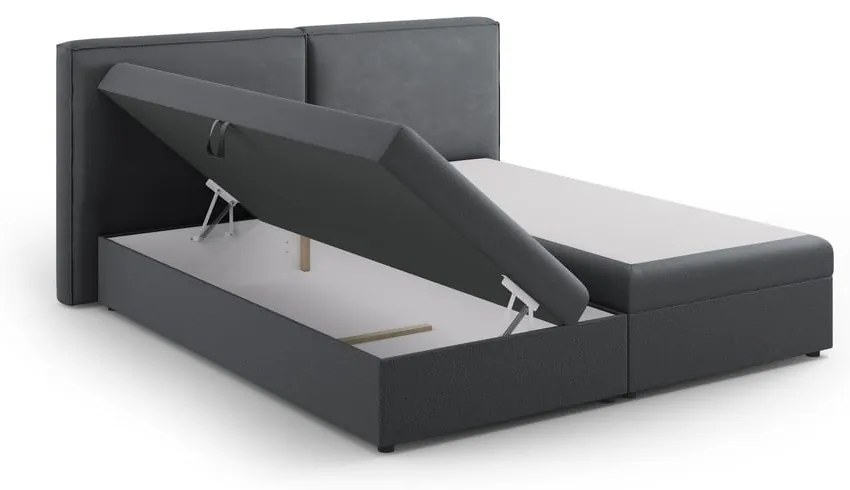 Ciemnoszare łóżko boxspring ze schowkiem 160x200 cm Arendal – Cosmopolitan Design