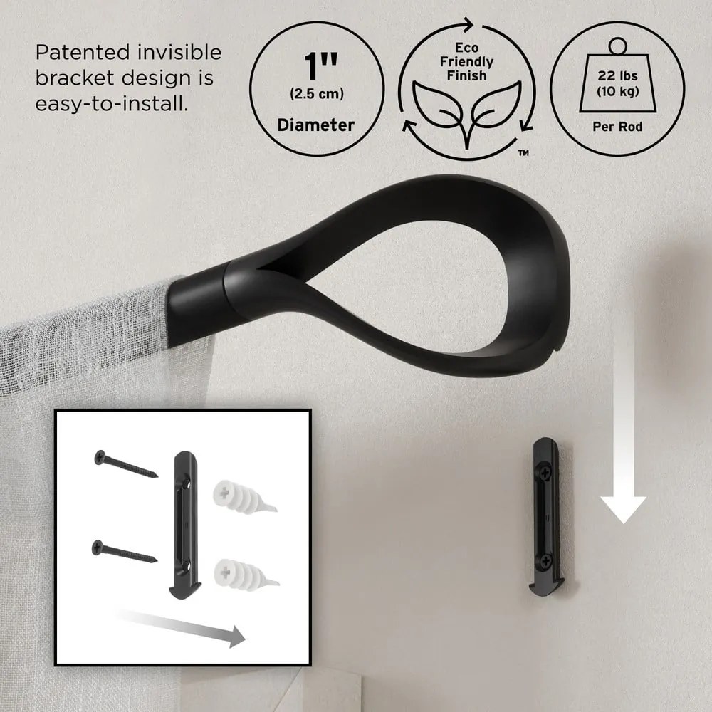 Stalowy regulowany karnisz 107 - 305 cm Loop – Umbra