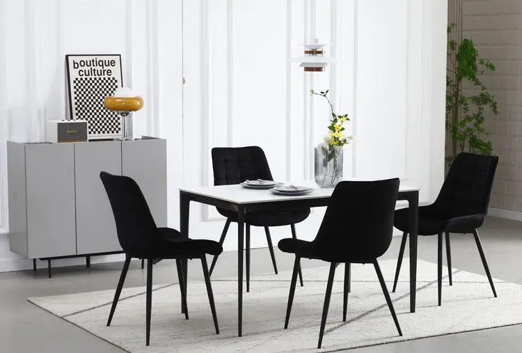 Welurowe czarne pikowane krzesło S2-W60