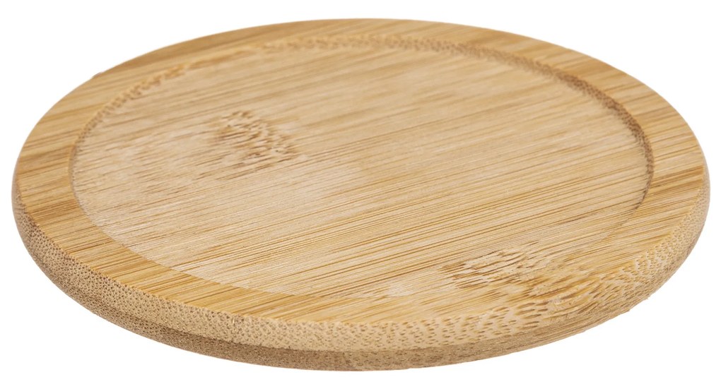 Zestaw 6 podkładek Ø 10 cm z bambusowym stojakiem