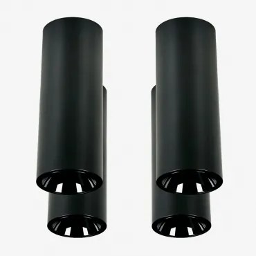 Pack 4 Okrągłych Sufitowych Opraw Led O Średnicy Ø7,2 Cm Z Aluminium Luisiana Biała Ciepła 2700 K & Czarna & 8 W & 38º - Sklum
